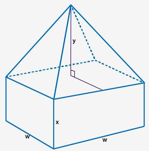 If w = 6 units, x = 3 units, and y = 5 units, what is the surface area of the figure? 168 units2 24