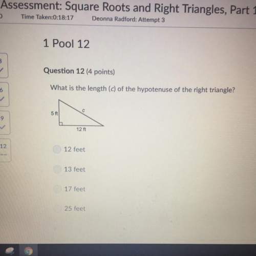What is the length (c) of the hypotenuse of the right triangle