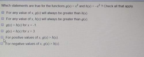 Which statements are true for the functions g(x) = x^2 and h(x) = -x^2? check all that apply.