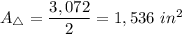 A_\triangle=\dfrac{3,072}{2}=1,536\ in^2
