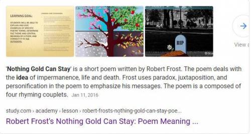 What is the central idea of the poem nothing gold can stay from Robert Frost
