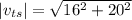 |v_{ts}|=\sqrt{16^2+20^2}