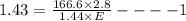 1.43=\frac{166.6\times 2.8}{1.44\times E}----1