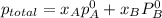 p_{total}=x_Ap_A^0+x_BP_B^0