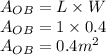 A_{OB}=L\times W\\A_{OB}=1\times 0.4\\A_{OB}=0.4 m^2