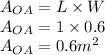 A_{OA}=L\times W\\A_{OA}=1\times 0.6\\A_{OA}=0.6 m^2