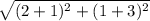 \sqrt{(2 + 1)^{2} + (1 + 3)^{2}}