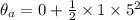 \theta_a=0+\frac{1}{2} \times 1\times 5^2