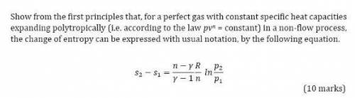 Show from the first principles that, for a perfect gas with constant specific heat capacities expand