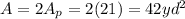 A=2A_p=2(21)=42 yd^2