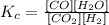 K_c=\frac{[CO][H_2O]}{[CO_2][H_2]}