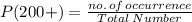 P(200+)=\frac{no. \, of\,occurrence}{Total\, Number}