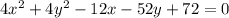 4x^2+4y^2-12x-52y+72=0