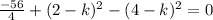 \frac{-56}{4}+(2-k)^2-(4-k)^2=0