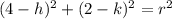 (4-h)^2+(2-k)^2=r^2