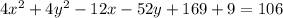 4x^2+4y^2-12x-52y+169+9=106