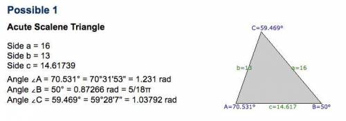 Two different triangles have side lengths of 13 and 16 units and a non included angle of 50 explain