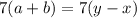 7(a+b)=7(y-x)