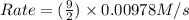 Rate=(\frac{9}{2})\times 0.00978M/s