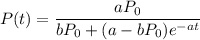 P(t)=\dfrac{aP_0}{bP_0+(a-bP_0)e^{-at}}