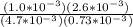 \frac{(1.0*10^{-3})(2.6*10^{-3})}{(4.7*10^{-3})(0.73*10^{-3})}
