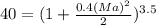 40 = (1+\frac{0.4(Ma)^2}{2} )^{3.5}