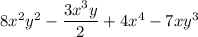 8x^2y^2-\dfrac{3x^3y}{2}+4x^4-7xy^3