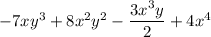-7xy^3+8x^2y^2-\dfrac{3x^3y}{2}+4x^4