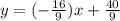 y =  (- \frac{16}{9})x +  \frac{40}{9}