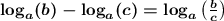 \boldsymbol{\log _a(b)-\log _a(c)=\log_a\left ( \frac{b}{c} \right )}