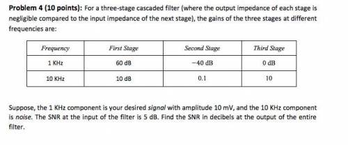 For a three-stage cascaded filter (where the output impedance of each stage is negligible compared t