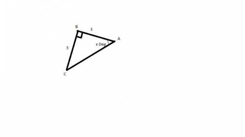 Find the value of x. A triangle has a first side of length 3 that falls from left to right, a second