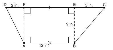 What is the area of this trapezoid? 108 in² 139.5 in² 166 in² 171 in² Trapezoid A B C D with paralle