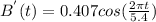 B^{'} (t)=0.407cos (\frac{2\pi t }{5.4})