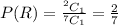 P(R)=\frac{^2C_1}{^7C_1}=\frac{2}{7}