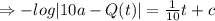 \Rightarrow -log|10a-Q(t)|=\frac{1}{10} t +c