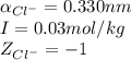 \alpha_{Cl^{-}}=0.330nm\\I=0.03mol/kg\\Z_{Cl^{-}}=-1