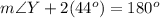 m\angle Y+2(44^o)=180^o
