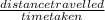 \frac{distance travelled}{time taken}