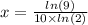 x =  \frac{ ln(9) }{10  \times   ln(2) }