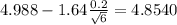4.988-1.64\frac{0.2}{\sqrt{6}}=4.8540