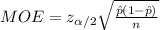 MOE=z_{\alpha/2} \sqrt{\frac{\hat p(1-\hat p)}{n} }