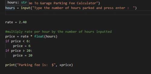 Create a program to compute the fee for parking in a garage for a number of hours. The program shoul