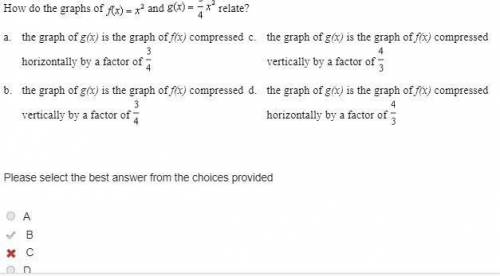 How do the graphs of f(x)=x^2 and g(x)=3/4x^2