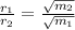 \frac{r_{1} }{r_{2} }  = \frac{\sqrt{m_{2} } }{\sqrt{m_{1} } }