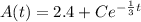 A(t) = 2.4 +Ce^{-\frac{1}{3}t