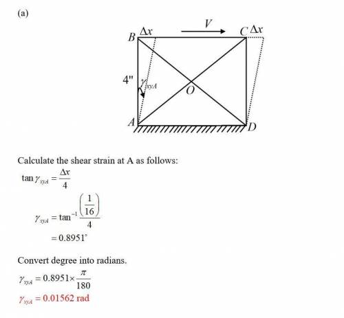 Problem 2. The length of a side of the square block is 4 in. Under the application of the load V, th