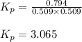 K_p=\frac{0.794}{0.509\times 0.509}\\\\K_p=3.065