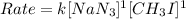 Rate=k[NaN_3]^1[CH_3I]^1