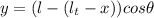 y=(l-(l_t-x))cos\theta
